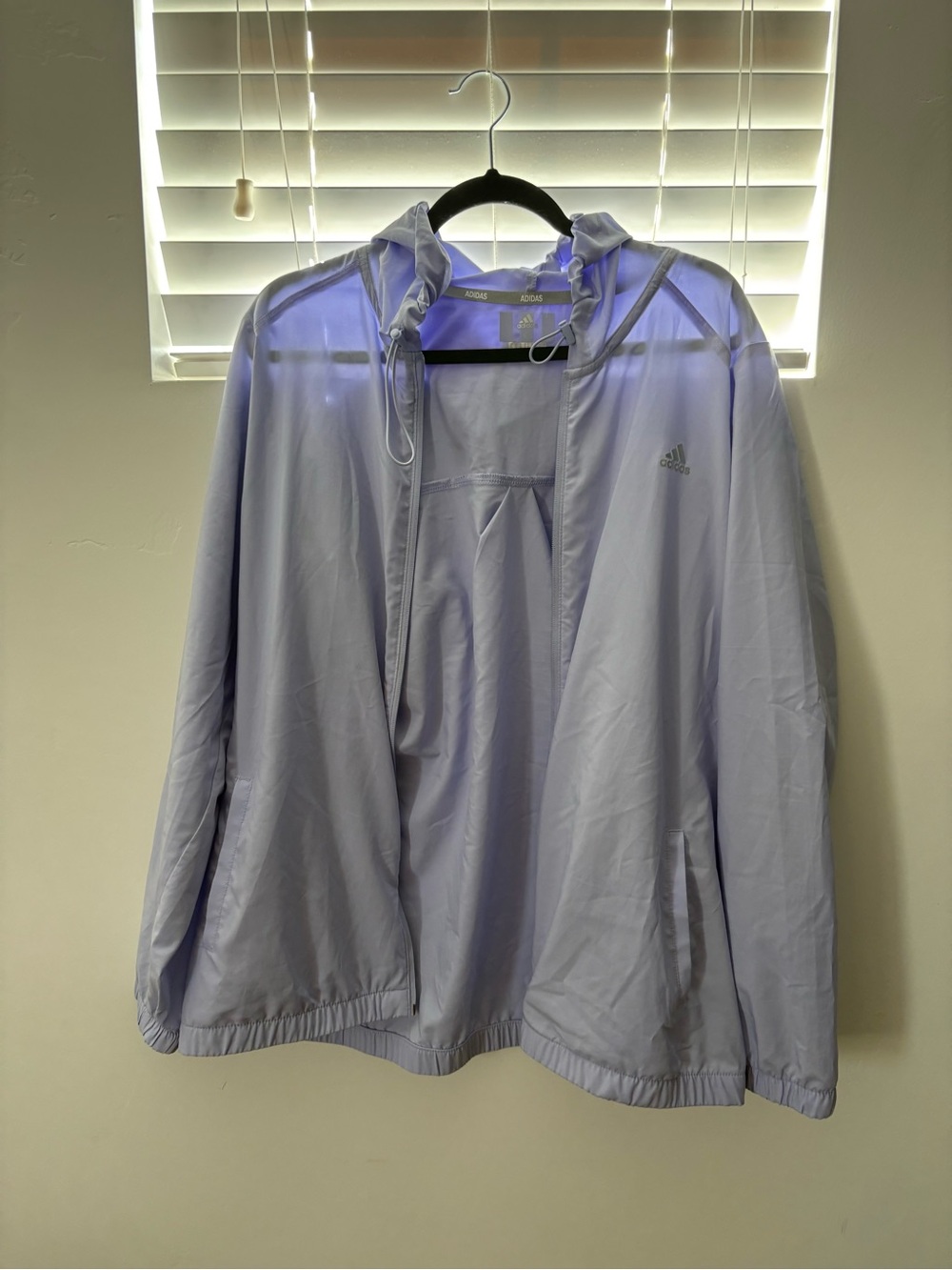 Adidas Light Purple Hooded Windbreaker Jacket